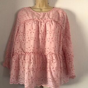 Woman’s boho fall eyelet babydoll  ruffled blouse